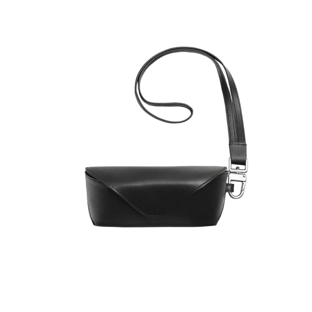 Zara Black Leather Glasses Case with strap